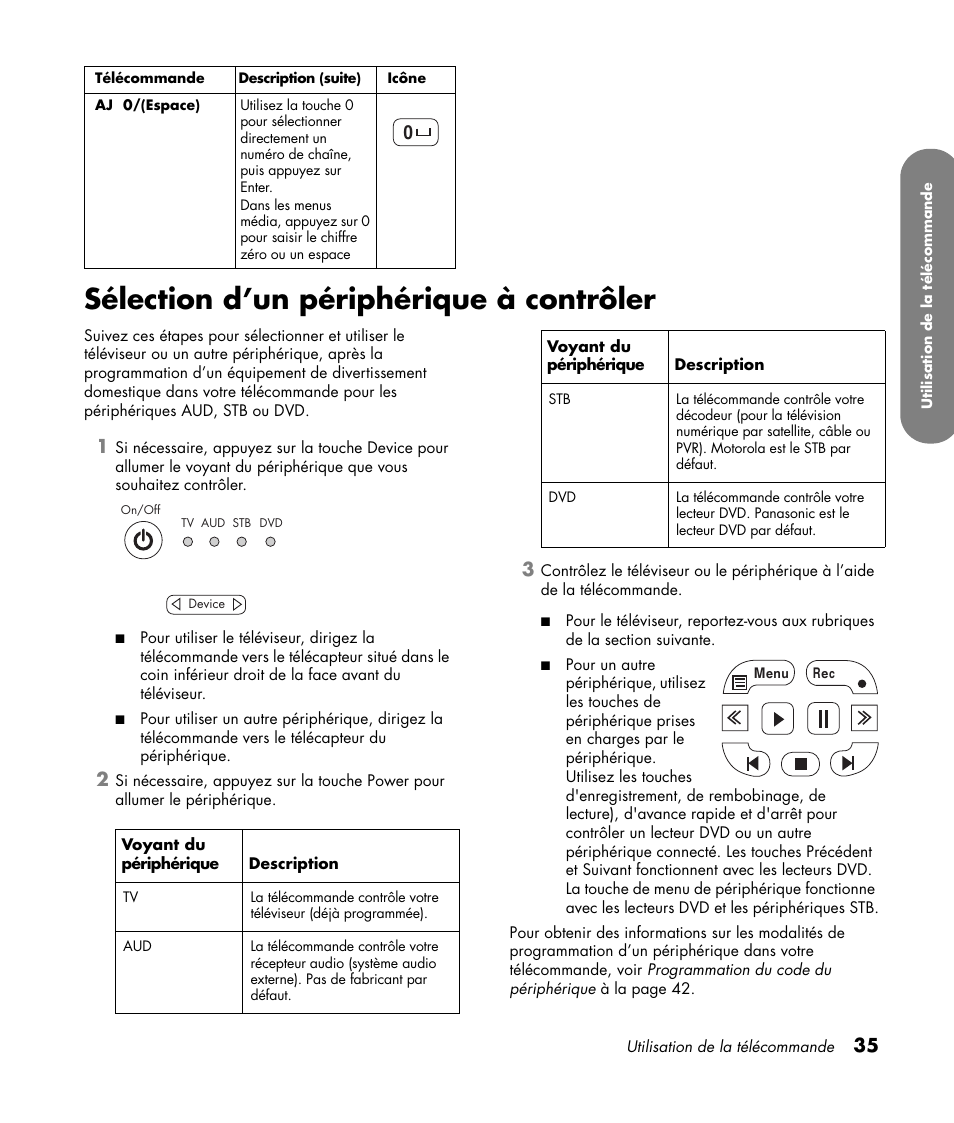 Sélection d’un périphérique à contrôler, Mise en sourdine | HP MediaSmart SLC3760N User Manual | Page 149 / 310