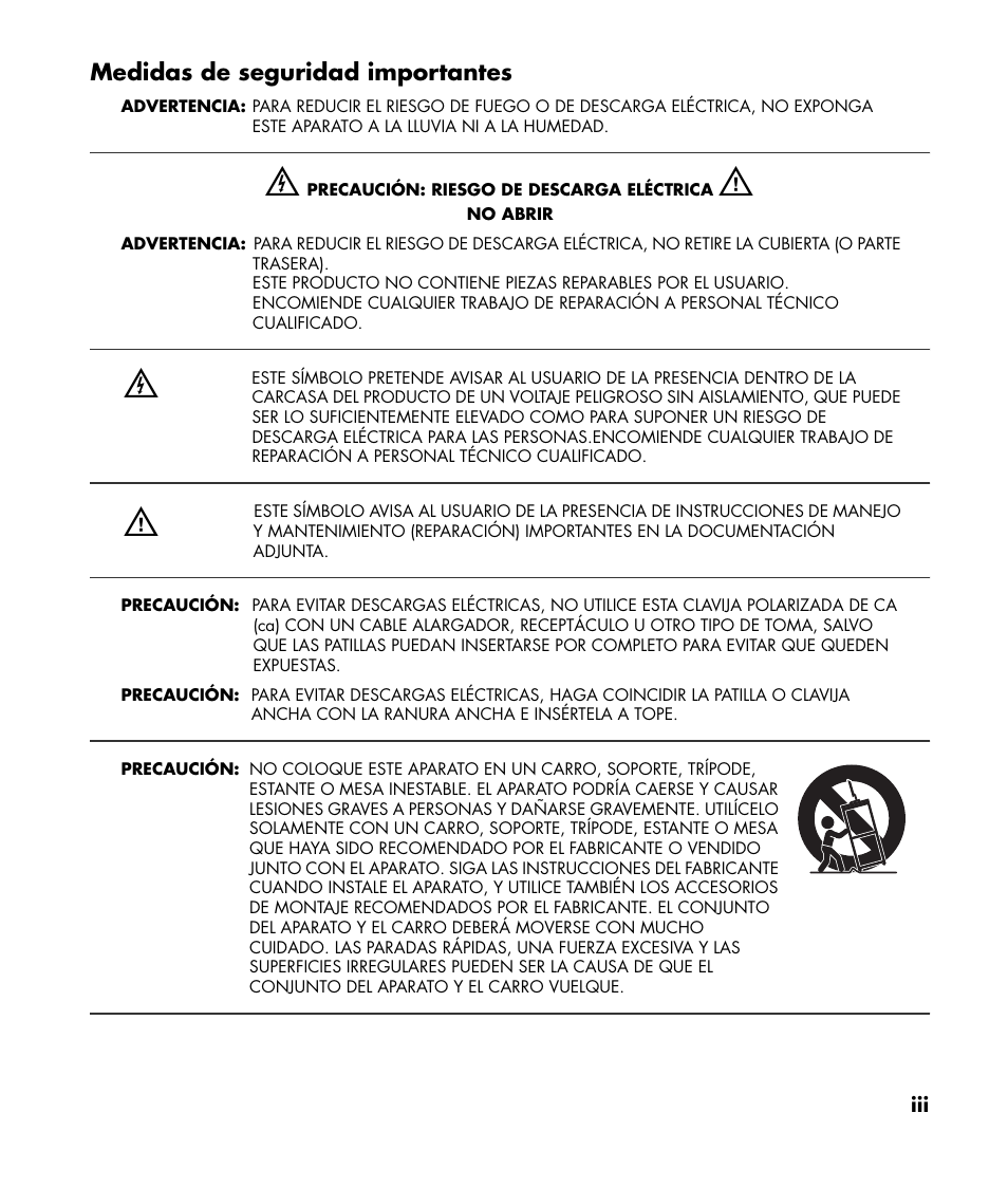 Medidas de seguridad importantes | HP MediaSmart SLC3760N User Manual | Page 209 / 310