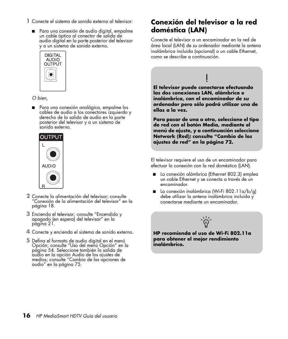 Conexión del televisor a la red doméstica (lan) | HP MediaSmart SLC3760N User Manual | Page 234 / 310