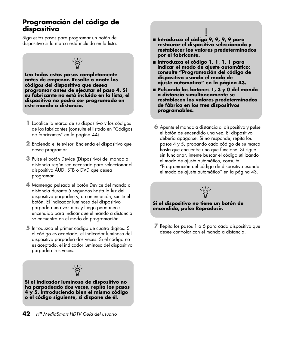 Programación del código de dispositivo | HP MediaSmart SLC3760N User Manual | Page 260 / 310