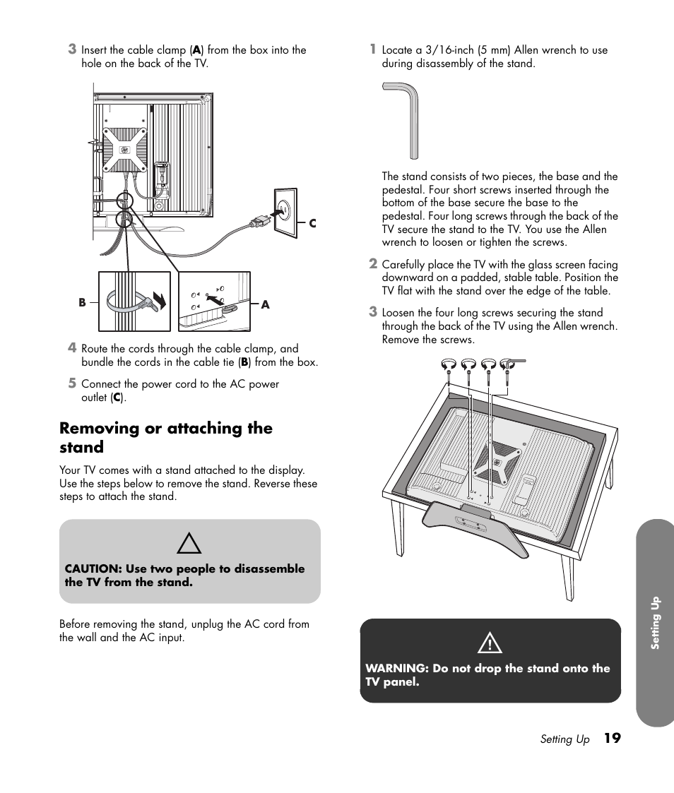 Removing or attaching the stand | HP MediaSmart SLC3760N User Manual | Page 31 / 310