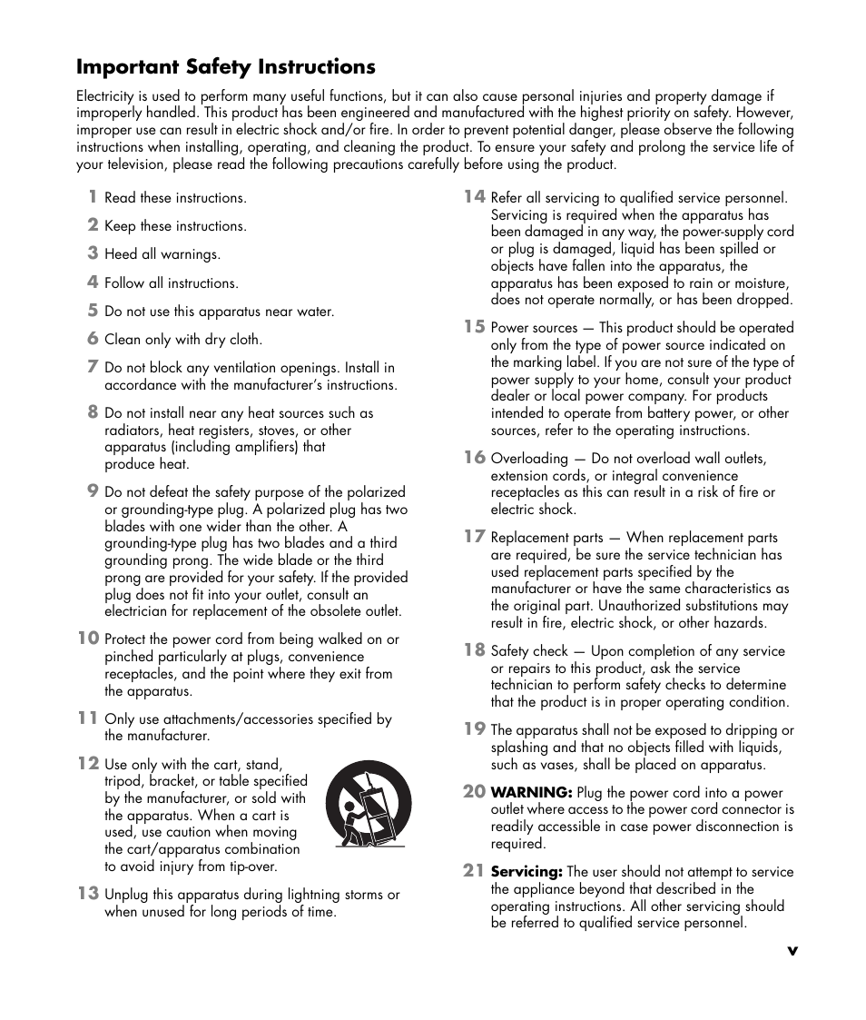 Important safety instructions | HP MediaSmart SLC3760N User Manual | Page 5 / 310