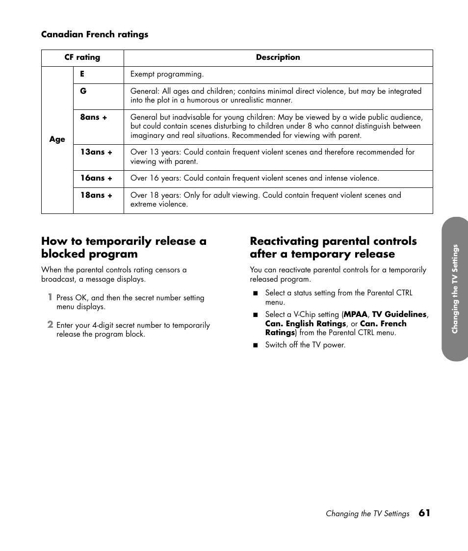 How to temporarily release a blocked program | HP MediaSmart SLC3760N User Manual | Page 73 / 310