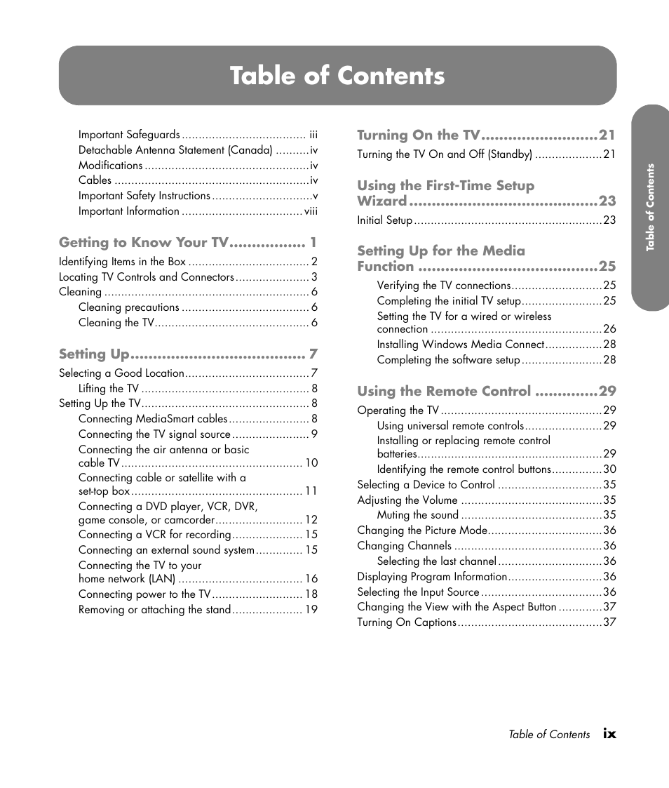 HP MediaSmart SLC3760N User Manual | Page 9 / 310