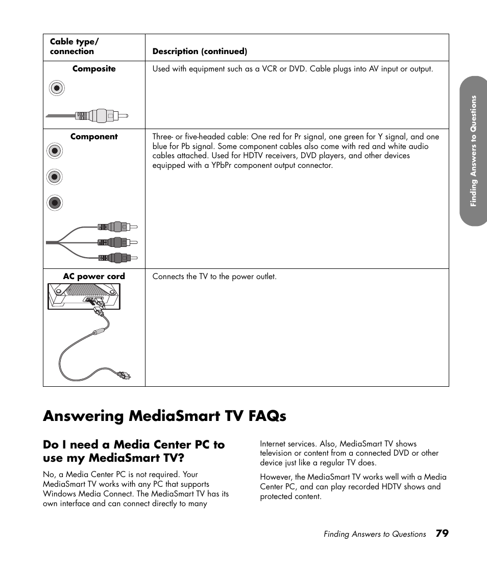 Answering mediasmart tv faqs | HP MediaSmart SLC3760N User Manual | Page 91 / 310