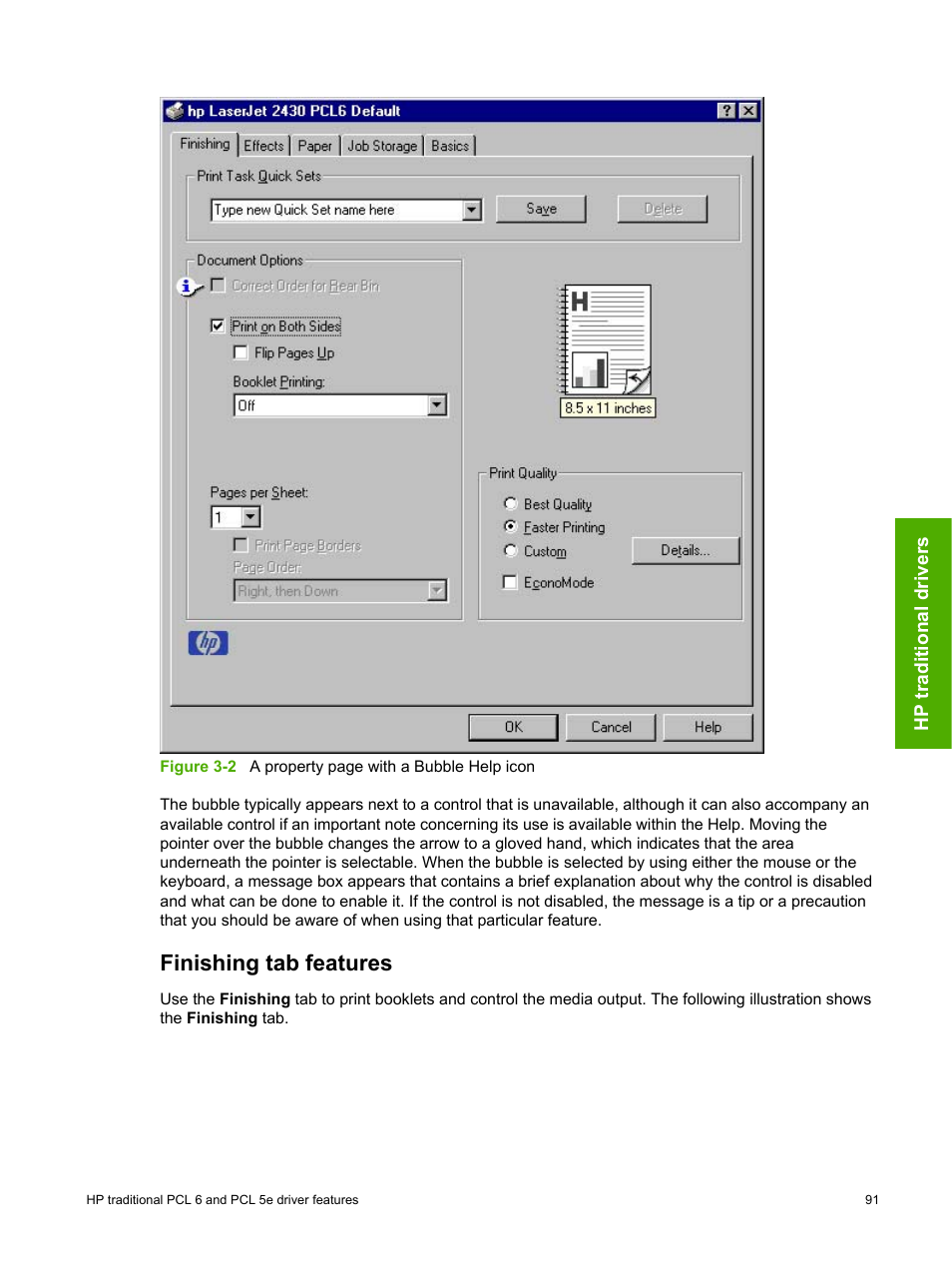 Finishing tab features | HP 2420 User Manual | Page 107 / 334