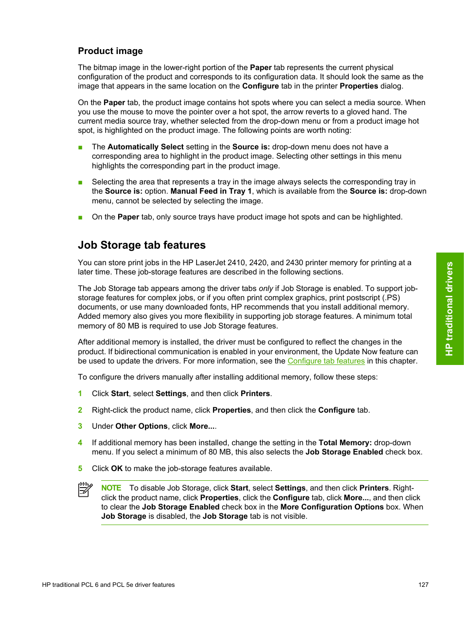 Product image, Job storage tab features | HP 2420 User Manual | Page 143 / 334