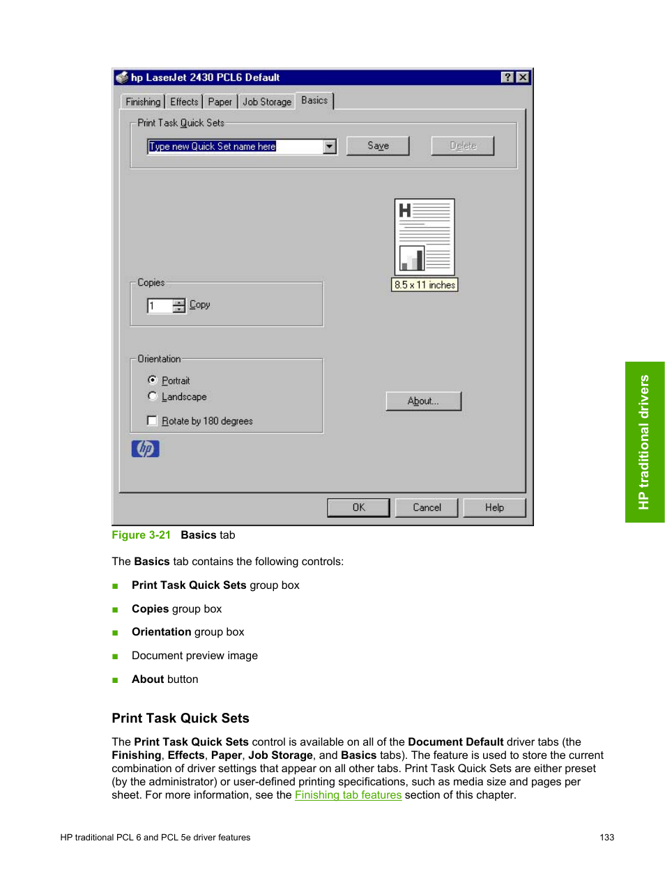 Print task quick sets | HP 2420 User Manual | Page 149 / 334