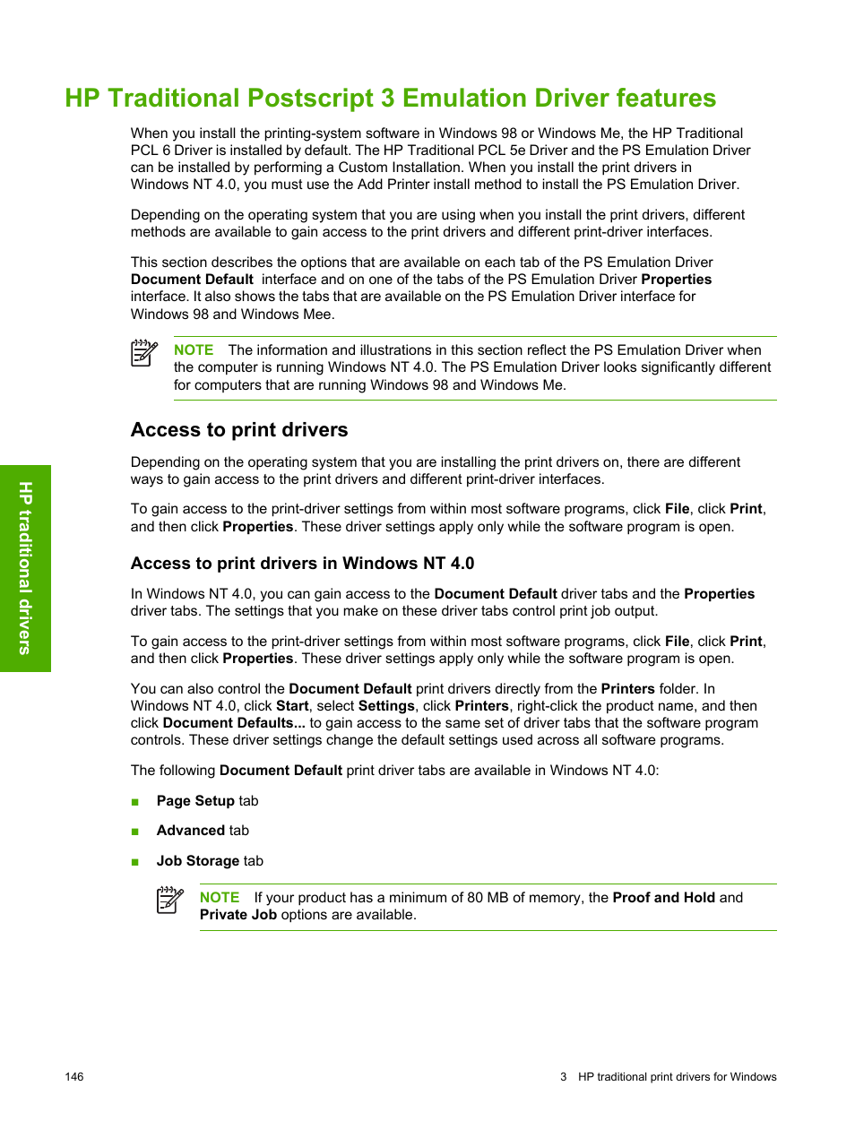 Access to print drivers, Access to print drivers in windows nt 4.0 | HP 2420 User Manual | Page 162 / 334