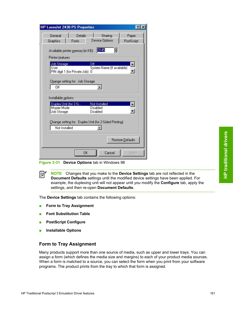 Form to tray assignment | HP 2420 User Manual | Page 177 / 334