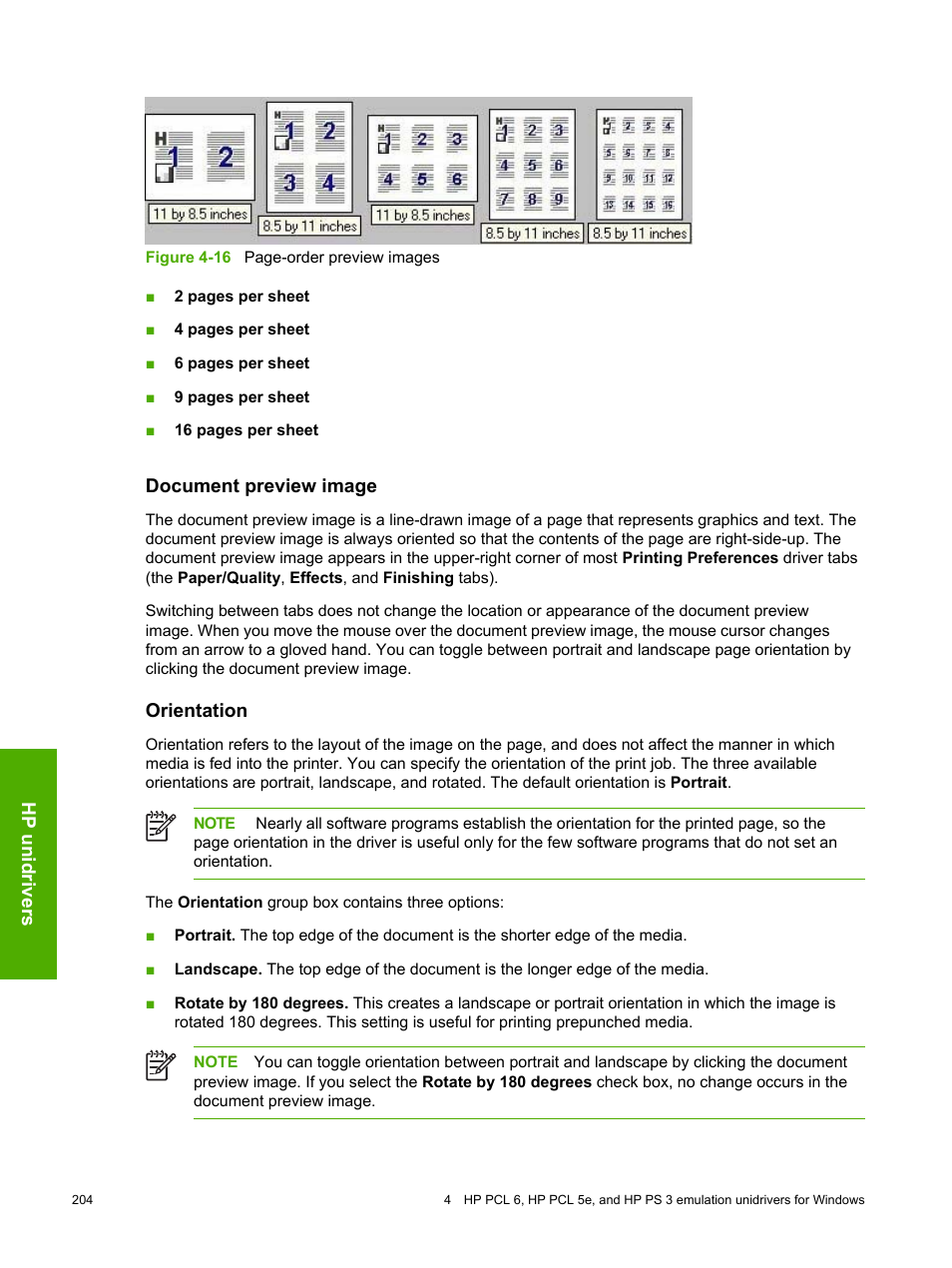 Document preview image, Orientation, Document preview image orientation | HP 2420 User Manual | Page 220 / 334