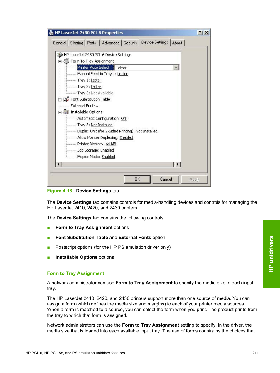 Form to tray assignment | HP 2420 User Manual | Page 227 / 334