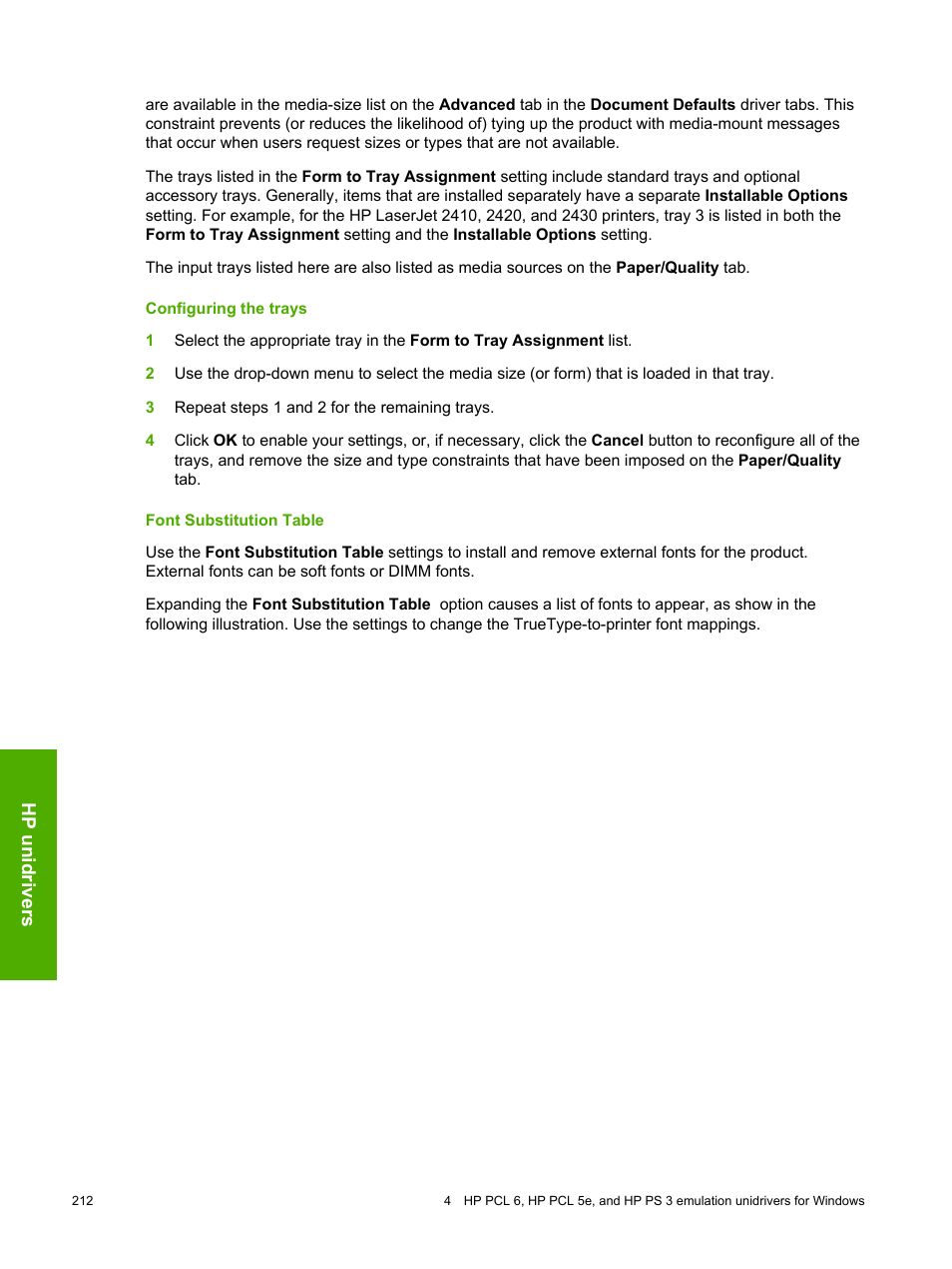 Font substitution table | HP 2420 User Manual | Page 228 / 334