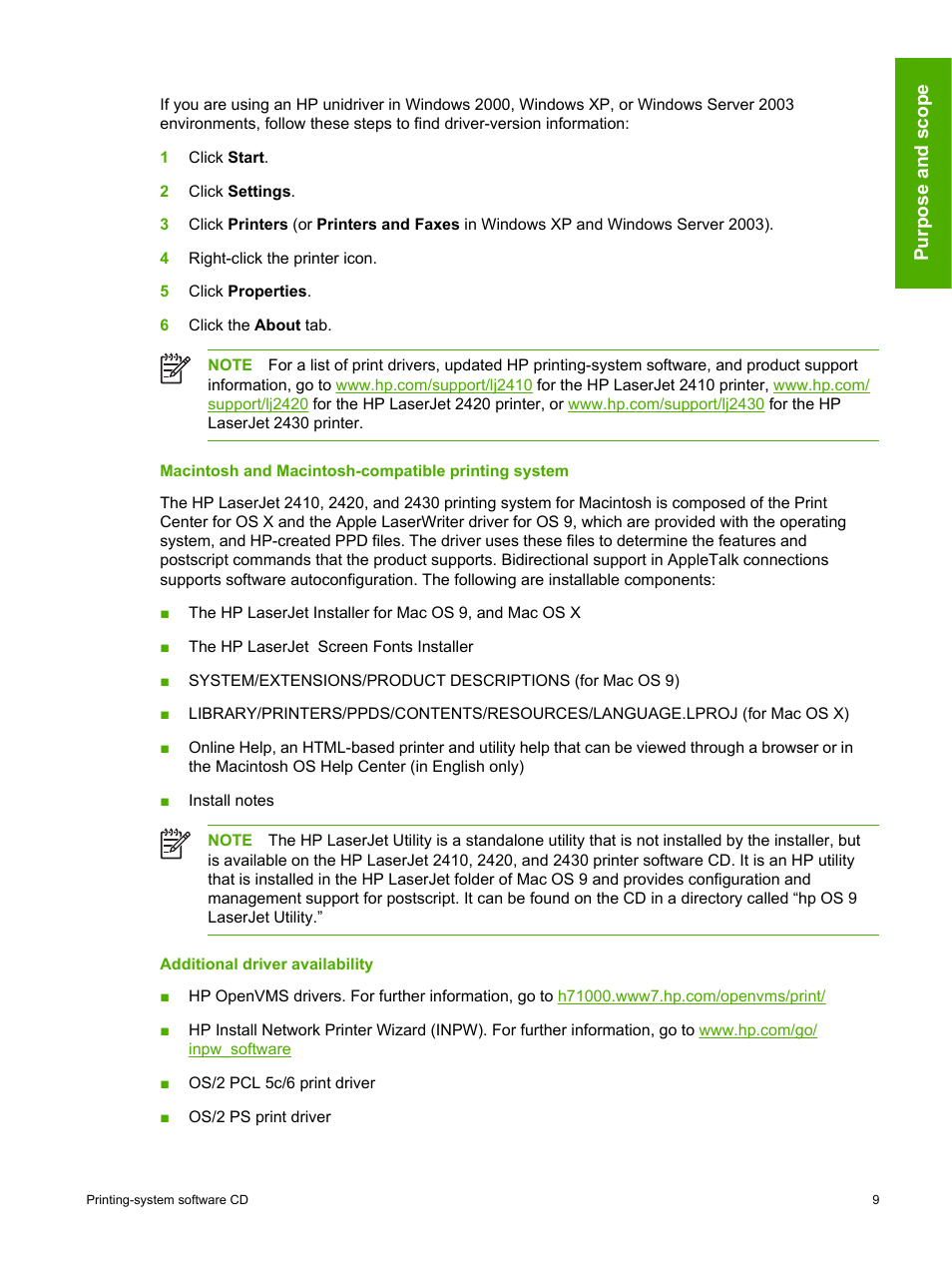 Macintosh and macintosh-compatible printing system, Additional driver availability | HP 2420 User Manual | Page 25 / 334