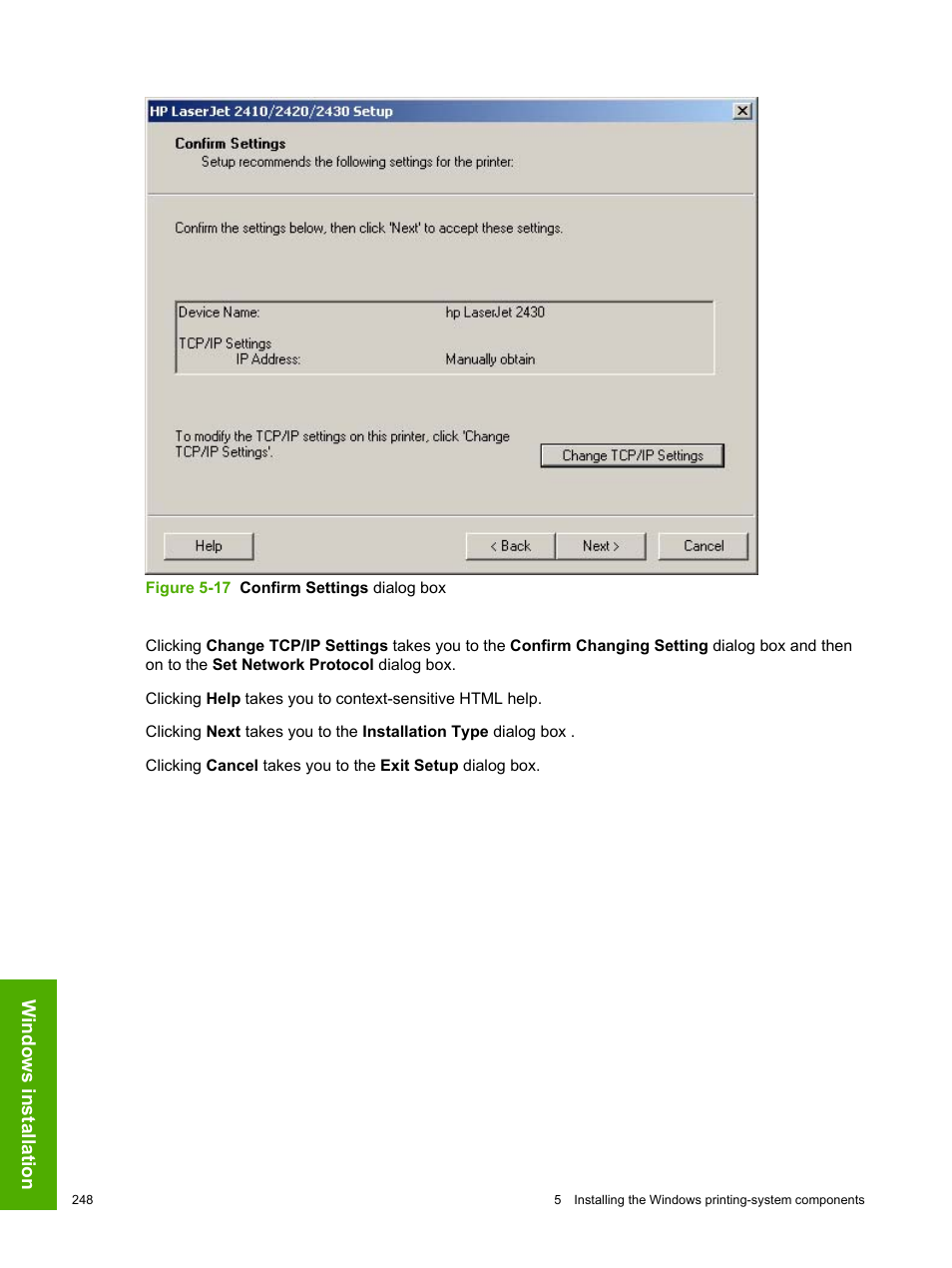 Windows installation | HP 2420 User Manual | Page 264 / 334