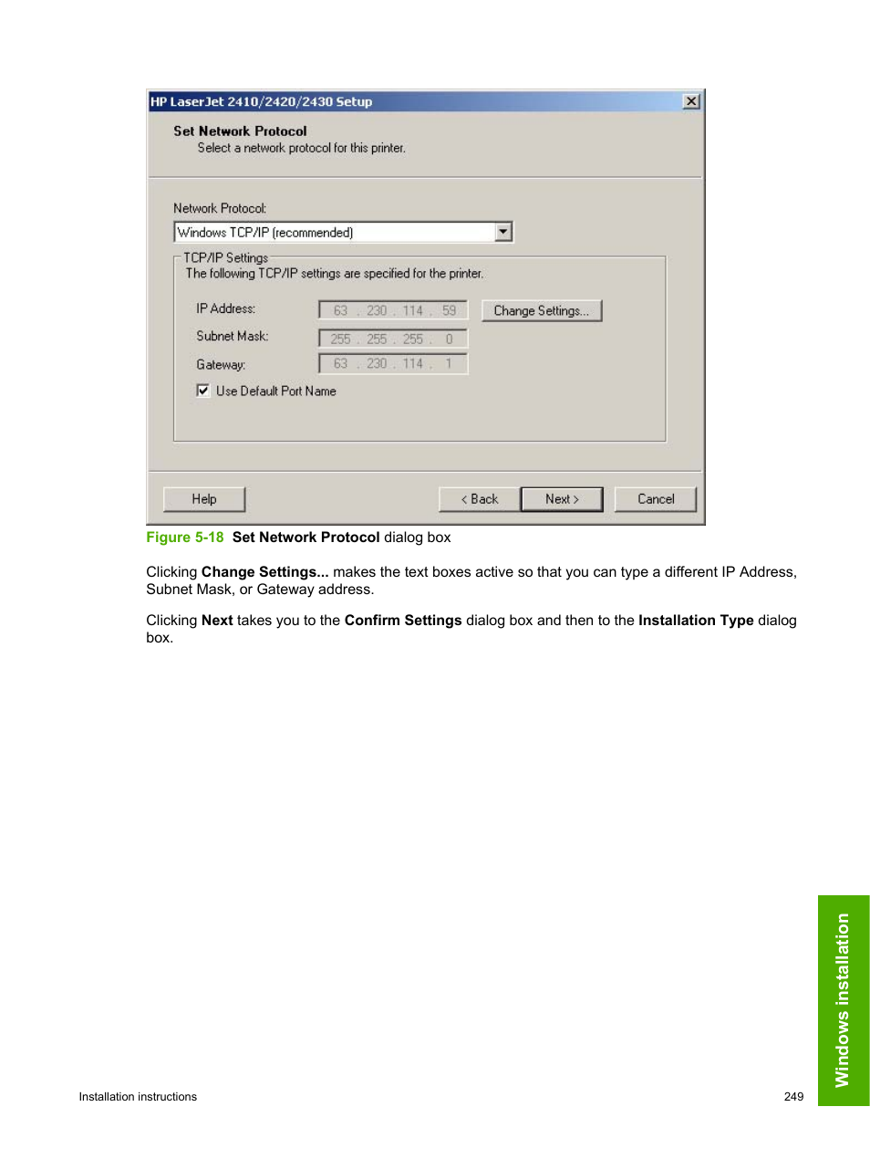 Windows installation | HP 2420 User Manual | Page 265 / 334