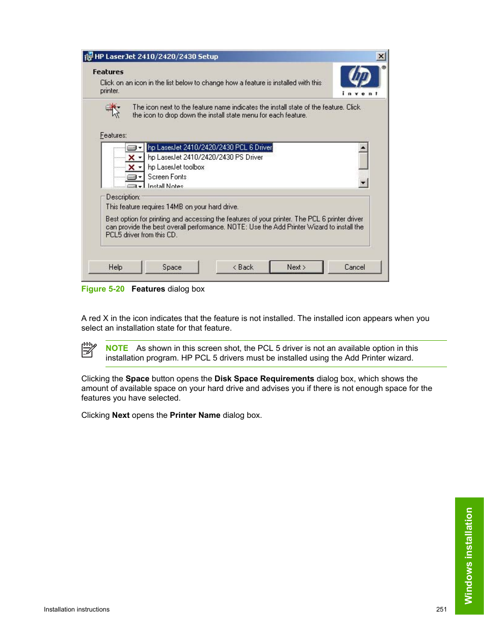 Windows installation | HP 2420 User Manual | Page 267 / 334