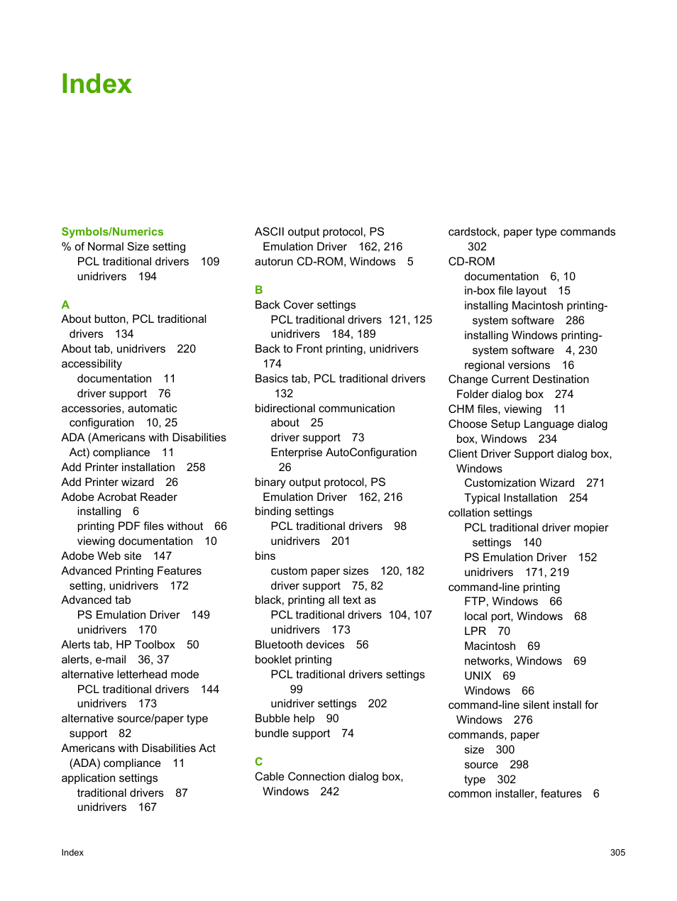 Index | HP 2420 User Manual | Page 321 / 334