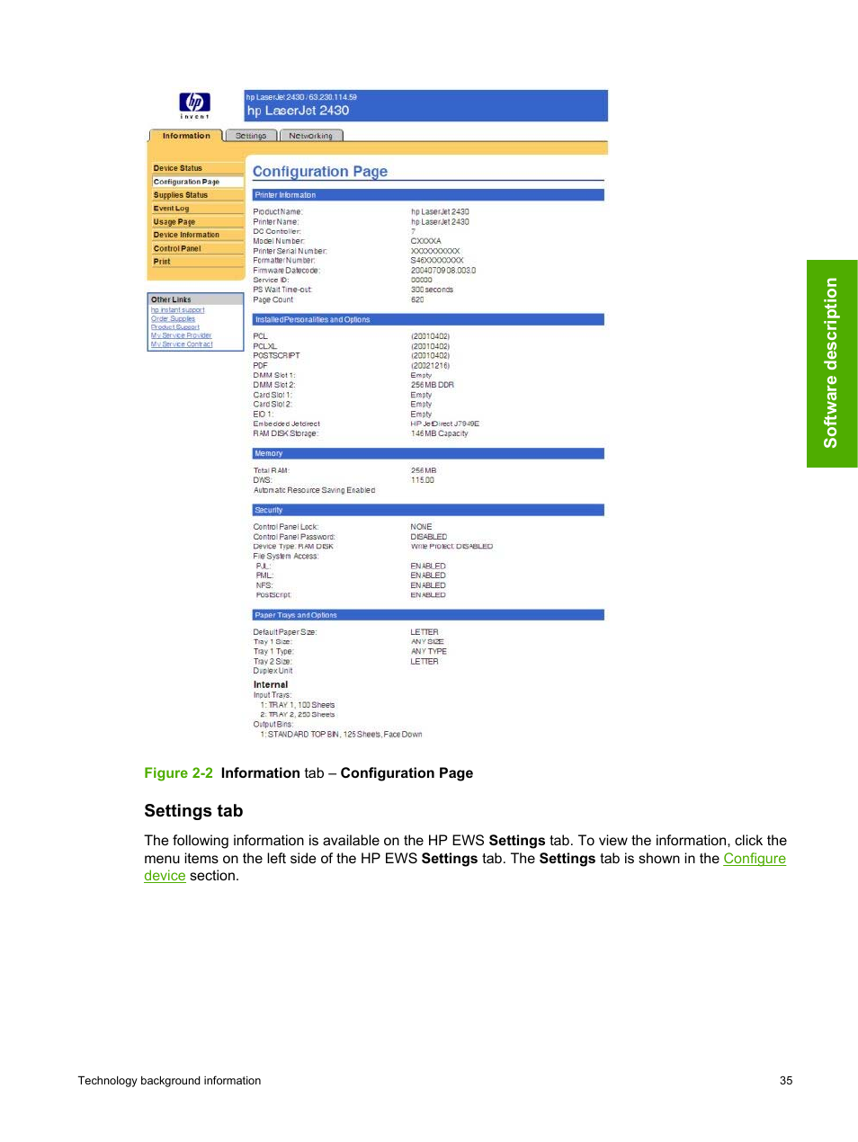 Settings tab | HP 2420 User Manual | Page 51 / 334