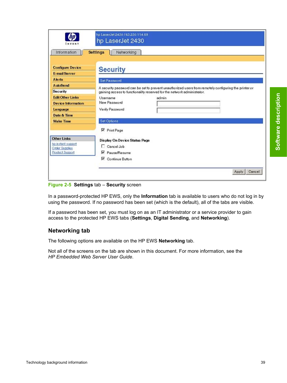 Networking tab | HP 2420 User Manual | Page 55 / 334