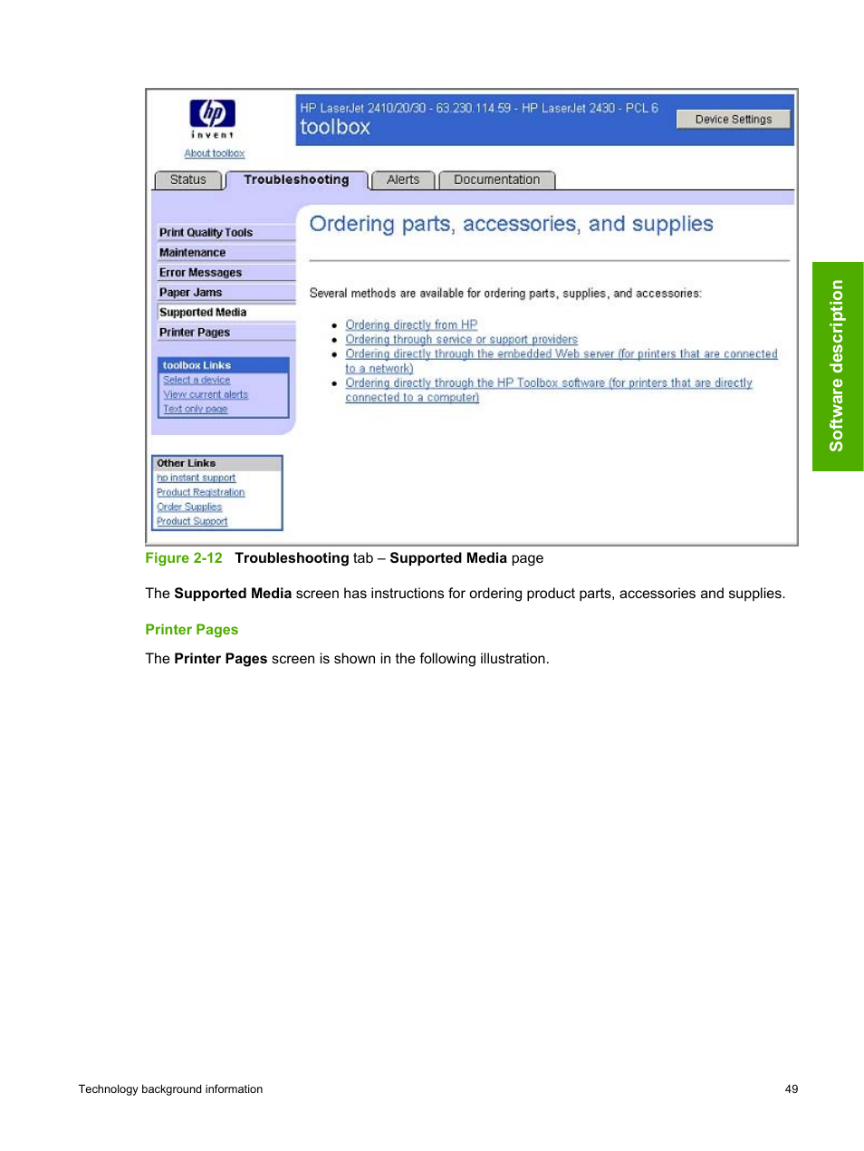Software description | HP 2420 User Manual | Page 65 / 334