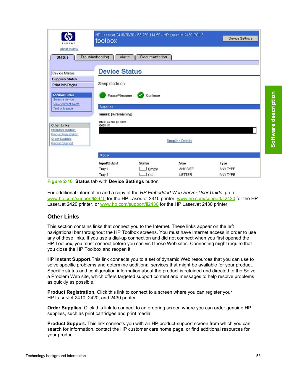 Other links | HP 2420 User Manual | Page 69 / 334