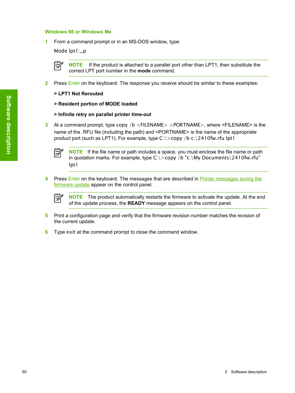 Windows 98 or windows me | HP 2420 User Manual | Page 76 / 334