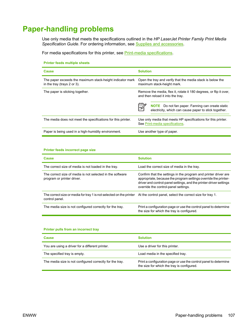Paper-handling problems | HP 2700 User Manual | Page 117 / 182