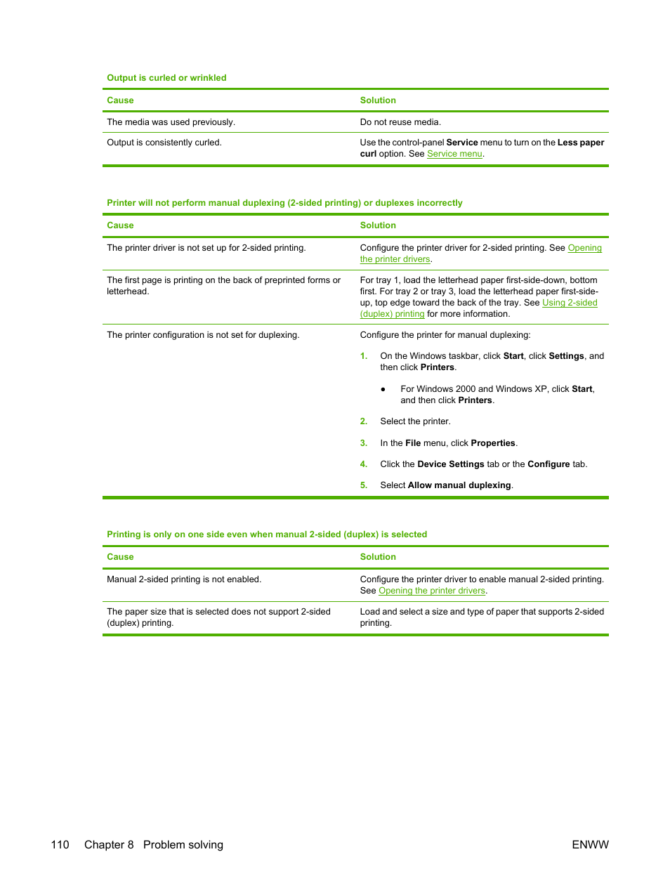 110 chapter 8 problem solving enww | HP 2700 User Manual | Page 120 / 182