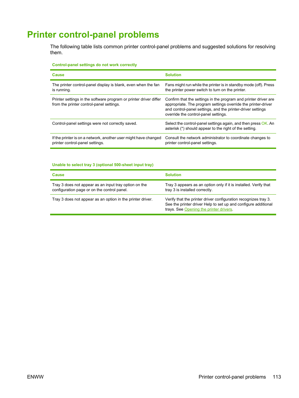 Printer control-panel problems | HP 2700 User Manual | Page 123 / 182