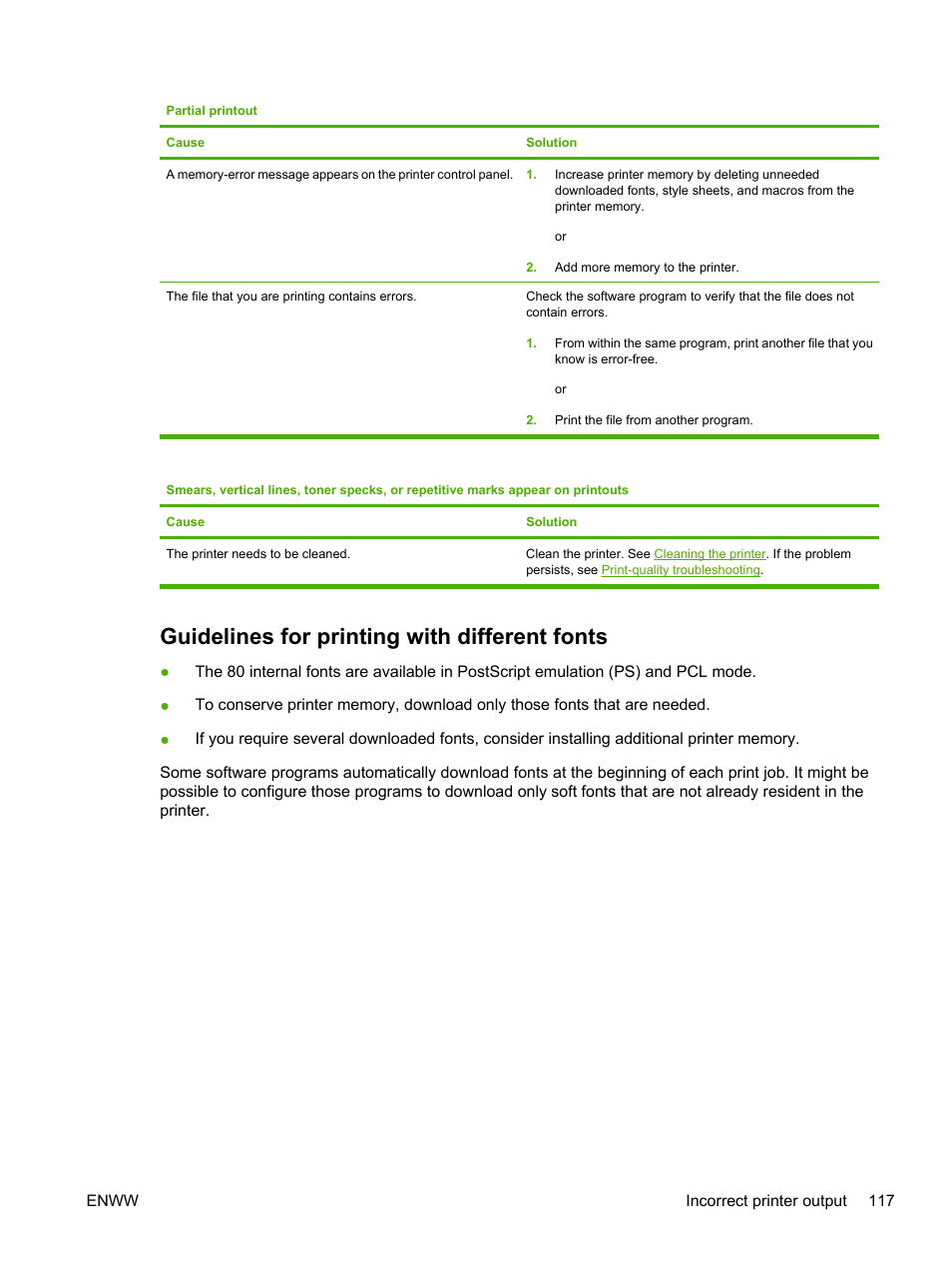 Guidelines for printing with different fonts | HP 2700 User Manual | Page 127 / 182