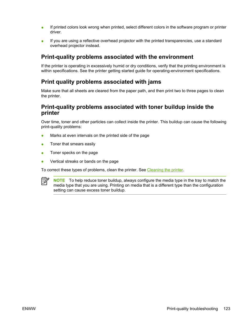 Print quality problems associated with jams | HP 2700 User Manual | Page 133 / 182