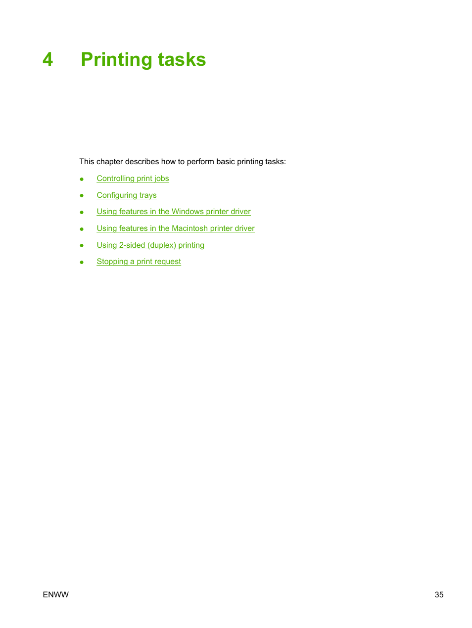 Printing tasks, 4 printing tasks, 4printing tasks | HP 2700 User Manual | Page 45 / 182