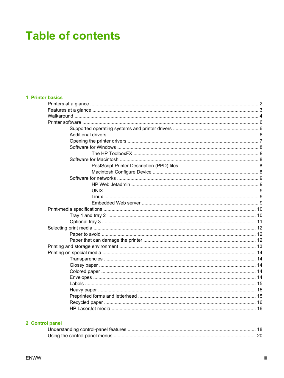 HP 2700 User Manual | Page 5 / 182