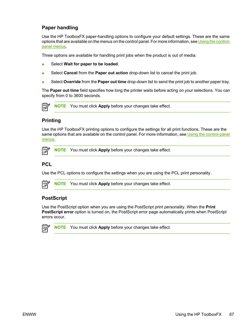 Paper handling, Printing, Postscript | HP 2700 User Manual | Page 77 / 182