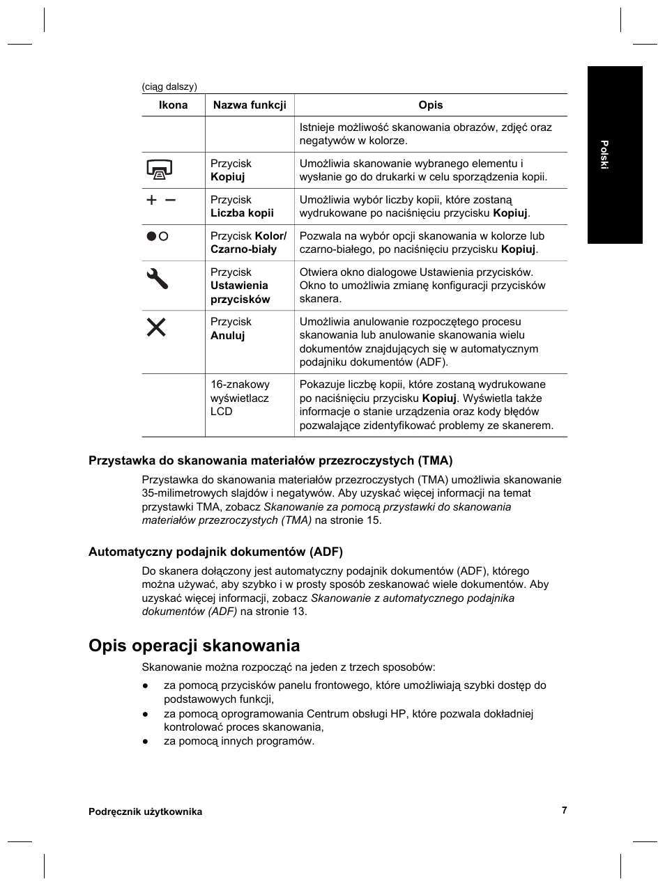 Opis operacji skanowania | HP Scanjet 8270 User Manual | Page 137 / 332