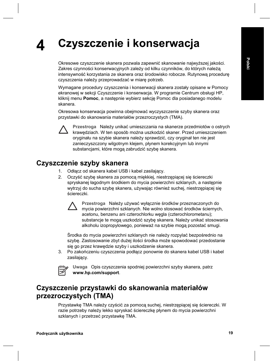 Czyszczenie i konserwacja, Czyszczenie szyby skanera | HP Scanjet 8270 User Manual | Page 149 / 332