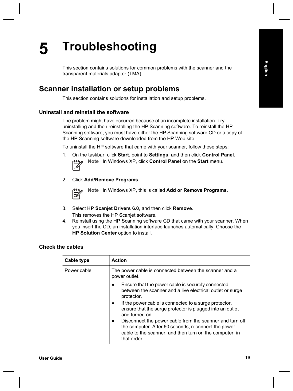 Troubleshooting, Scanner installation or setup problems | HP Scanjet 8270 User Manual | Page 21 / 332