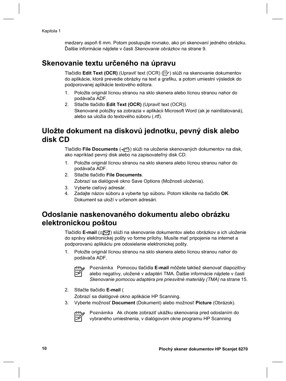 Skenovanie textu určeného na úpravu | HP Scanjet 8270 User Manual | Page 240 / 332