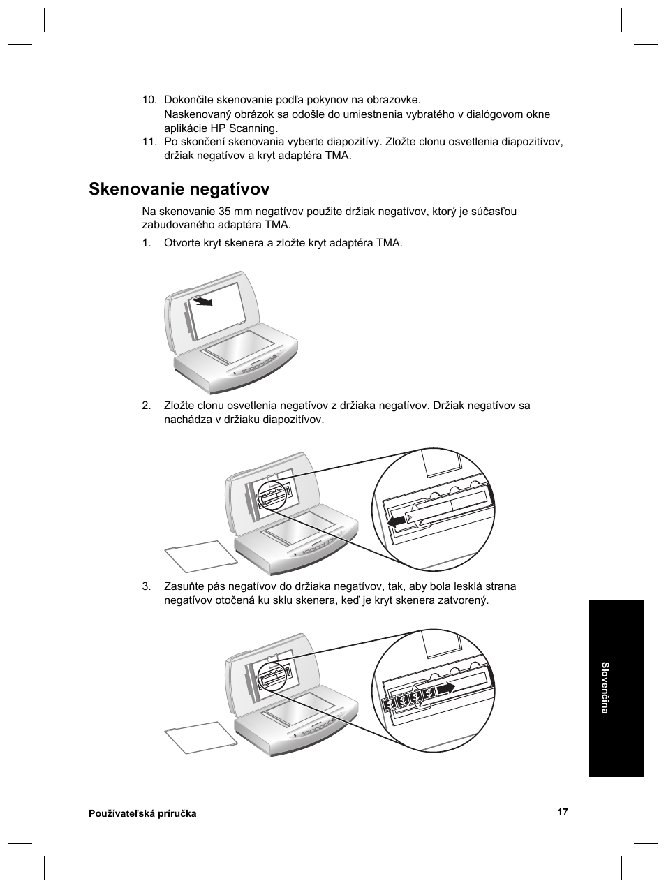 Skenovanie negatívov | HP Scanjet 8270 User Manual | Page 247 / 332