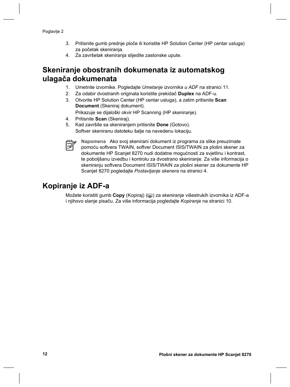 Kopiranje iz adf-a | HP Scanjet 8270 User Manual | Page 276 / 332