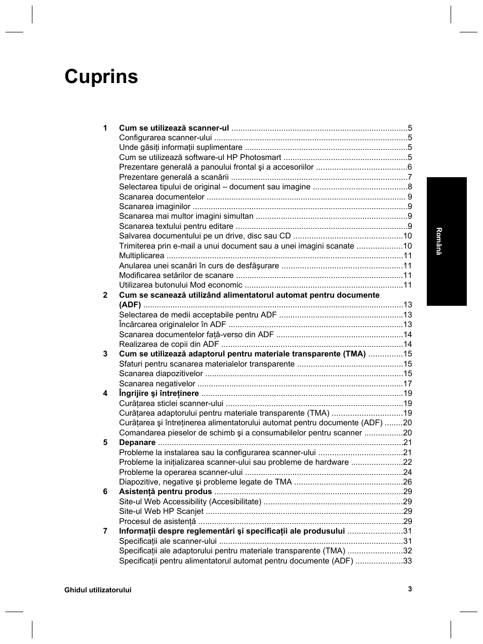 Cuprins | HP Scanjet 8270 User Manual | Page 297 / 332