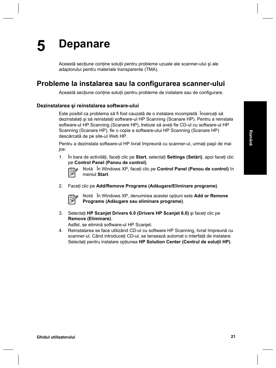 Depanare | HP Scanjet 8270 User Manual | Page 315 / 332