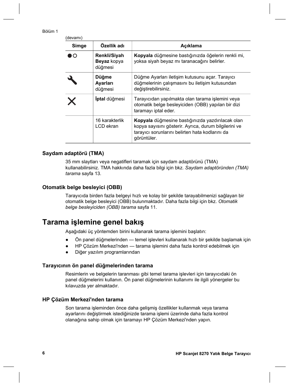 Tarama işlemine genel bakış | HP Scanjet 8270 User Manual | Page 72 / 332