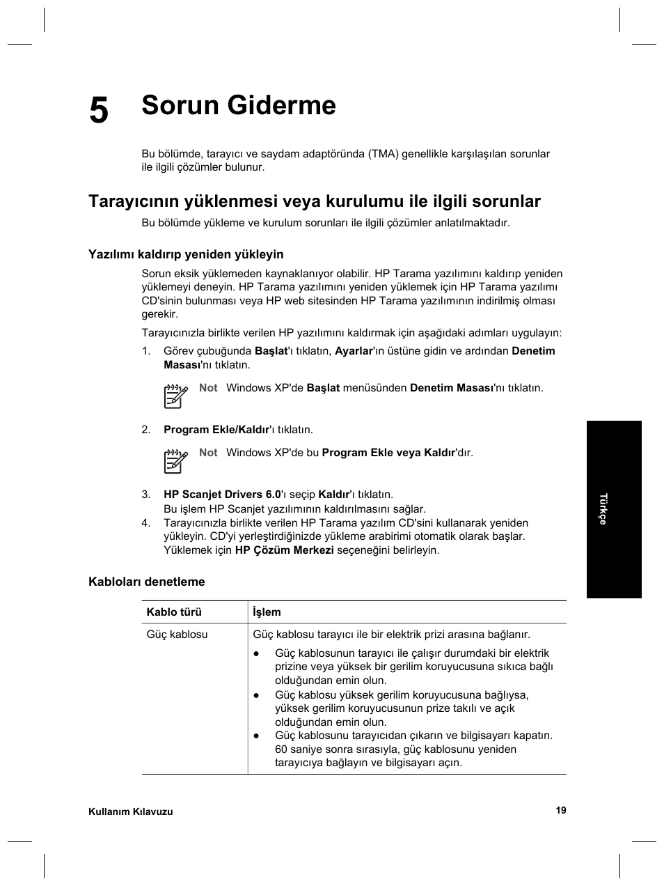 Sorun giderme | HP Scanjet 8270 User Manual | Page 85 / 332