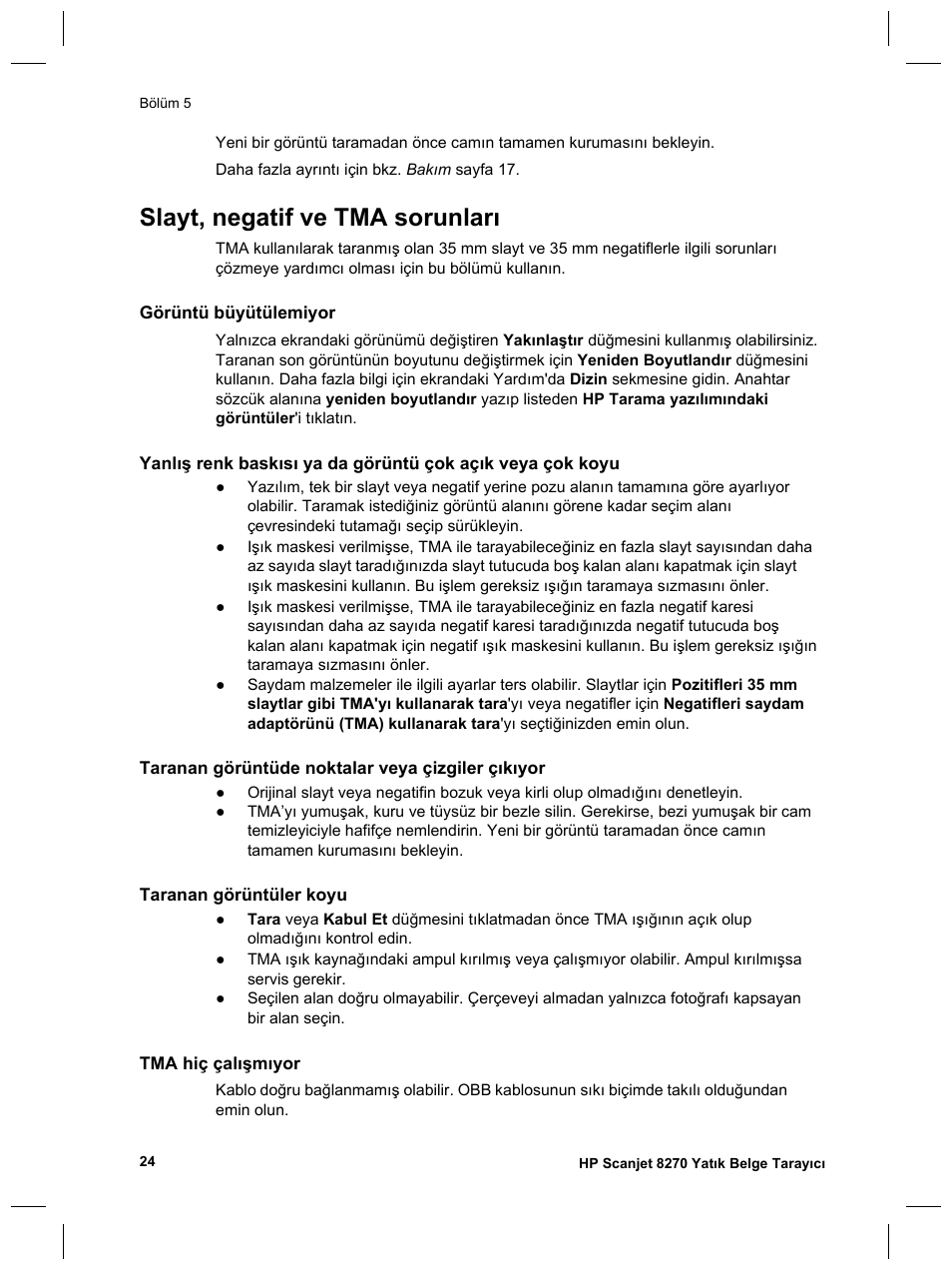 Slayt, negatif ve tma sorunları | HP Scanjet 8270 User Manual | Page 90 / 332