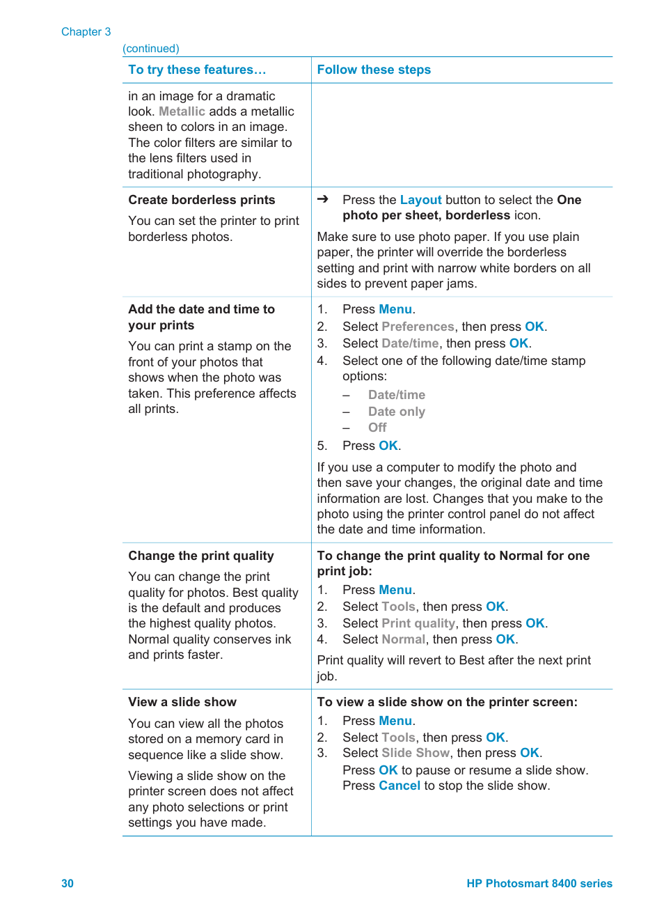 HP Photosmart 8400 Series User Manual | Page 34 / 89