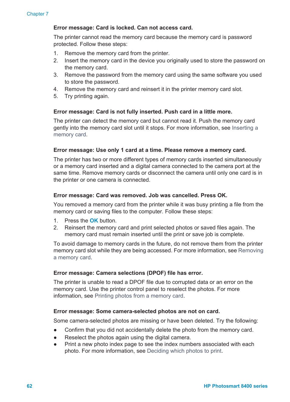 HP Photosmart 8400 Series User Manual | Page 66 / 89