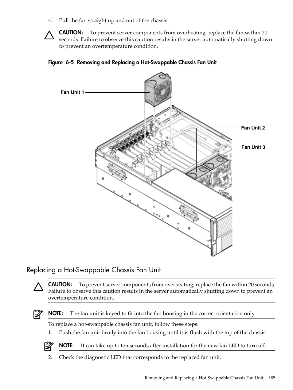 Replacing a hot-swappable chassis fan unit | HP INTEGRITY RX3600 User Manual | Page 185 / 356