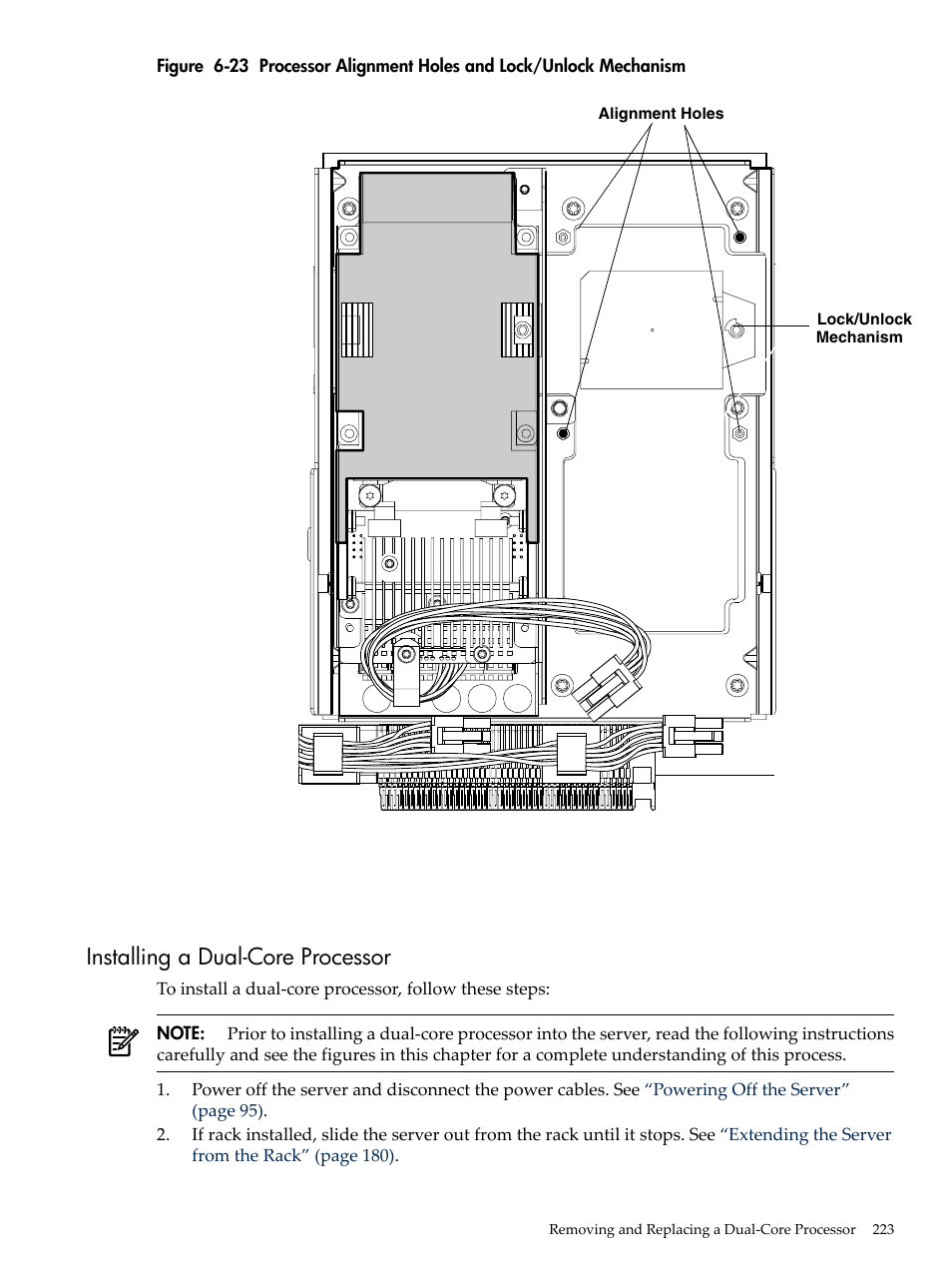 Installing a dual-core processor | HP INTEGRITY RX3600 User Manual | Page 223 / 356